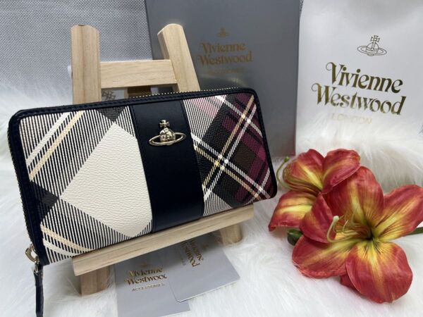 ヴィヴィアンウエストウッド 財布 Vivienne Westwood 長財布 チェック柄 レディース ラウンドファスナ X2V6