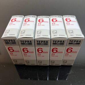 【純正】テプラPROテープカートリッジ SS6R 赤文字 6mm 8m 5個 まとめ売り