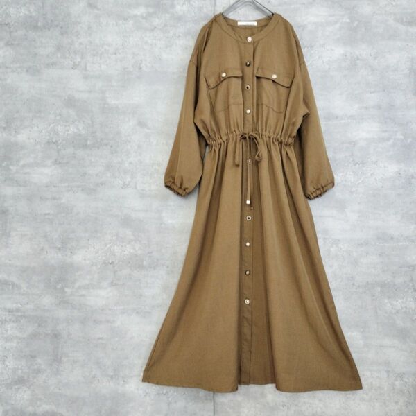 ELENCARE DUE ロングワンピース 金ボタン F 長袖 フレアAライン