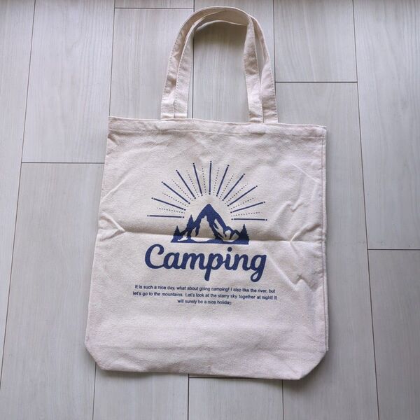 Camping トートバッグ エコバッグ A4収納可能 キャンバス