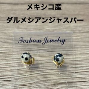 天然石 メキシコ産 ダルメシアンジャスパー 一粒ピアス