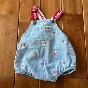 Little Weekend ポップコーン刺繍デニムオーバーオール デニム
