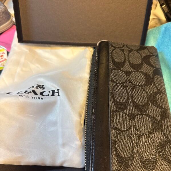 coachオリジナル財布黒 本革 レザー 長財布