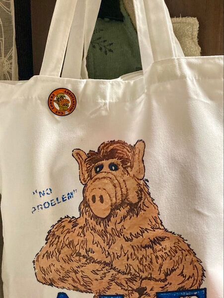 アルフ エコバッグ⑦ ALF アメリカン雑貨 ピンバッジ付き