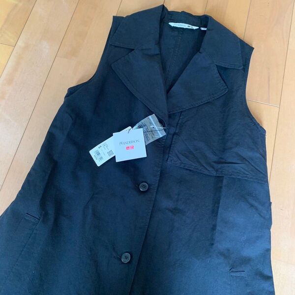 新品未使用 タグ付き UNIQLO ユニクロ リネンブレンドラペルワンピース(ノースリーブ) ジレ