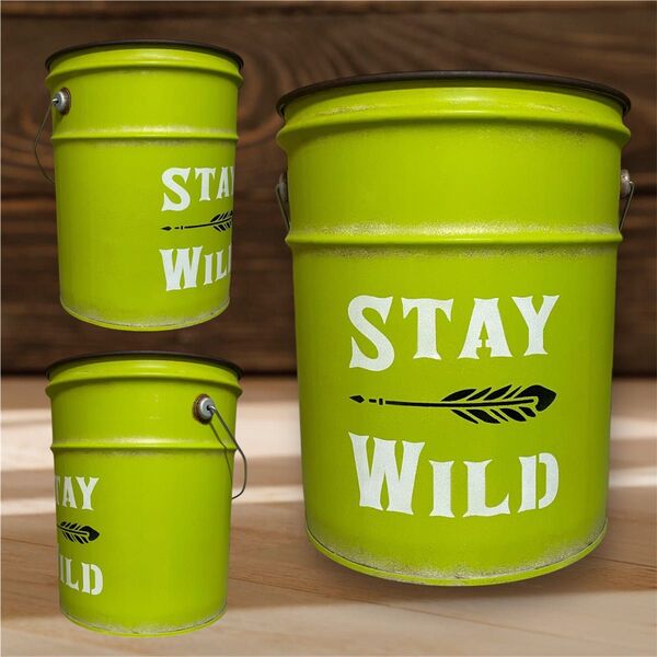リメイクペール缶 STAY WILD 薪入れ 鉢入れ プランター 観葉植物 傘立て ゴミ入れ 植木鉢