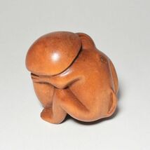 根付 猿 蛇 柘植 木彫品 木製 彫刻品 黄楊 現品お渡し サル ヘビ 0707-10-26_画像6