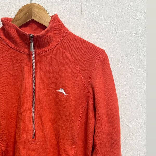 Tommy Bahama ハーフジップトップス レッド 古着