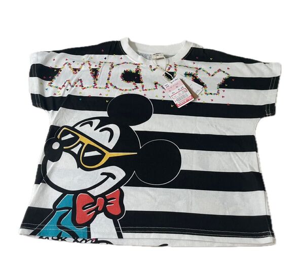 新品 ミッキーマウス Tシャツ 100cm ボーダー柄 タグ付き しまむら リトシー 半袖 夏服 ミニー ミッキー ディズニー