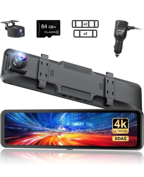 4K高画質& 車内/車外対応IP67防水リアカメラ&ミラー型ドラレコ