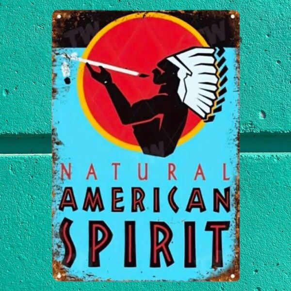K446 ブリキ看板 AMERICAN SPIRIT アメリカン雑貨 壁掛けプレート インテリア ウォールデコレーション