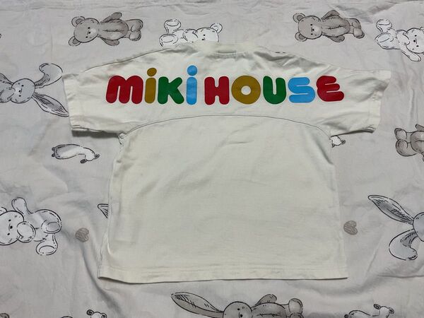 ミキハウス 大人気 マルチカラーバックロゴTシャツ 90サイズ 半袖 ホワイト キッズ