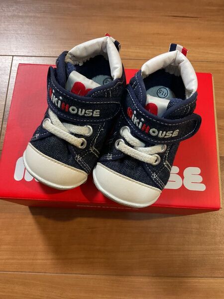 ミキハウス 定番ベビーシューズ ファーストシューズ ネイビー 11.5センチ 美品