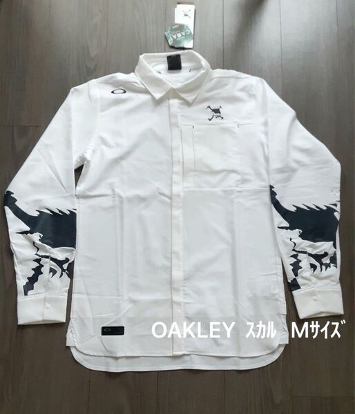 新品 OAKLEY オークリースカル ゴルフシャツ UPF50 吸汗速乾 白M