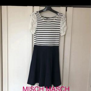 MISCH MASCH ミッシュマッシュ ビジューボーダー柄切り替えワンピース