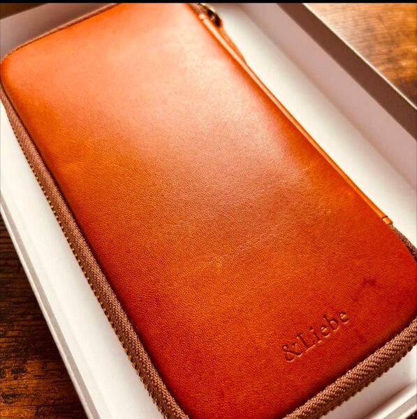 &Liebe ラウンド ジップ ペンケース スムースブラウン アンドリーベ レザー 筆箱 即購入可