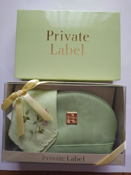 Private Label ポーチ ハンカチ セット グリーン 未使用