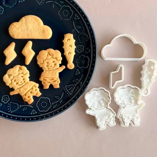 【新品】鬼 節分 クッキー型セット、雷雨 イベント 6月 7月 子ども キャラ弁 粘土作り かわいい