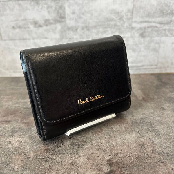 Paul Smith ブラックレザー三つ折り コンパクト 財布