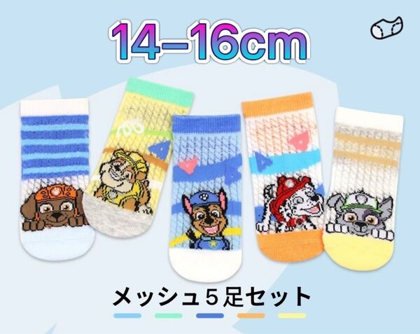 新品 パウパトロール 靴下 パウパト メッシュ キッズソックス 14~16cm