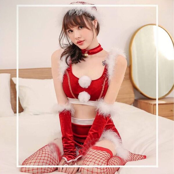 クリスマスやパーティに サンタ コスプレ ミニスカート ベビードール