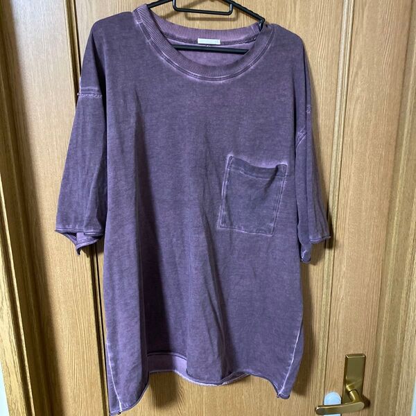 (XL) GU ウォッシュドカットオフビッグT(5分袖)NT+E 39 DARK BROWN