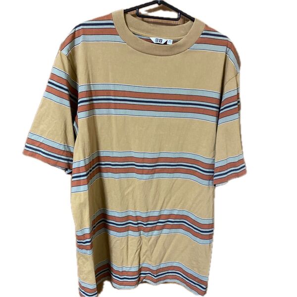 (XXL) UNIQLO U ストライプTシャツ(半袖)38 DARK BROWN