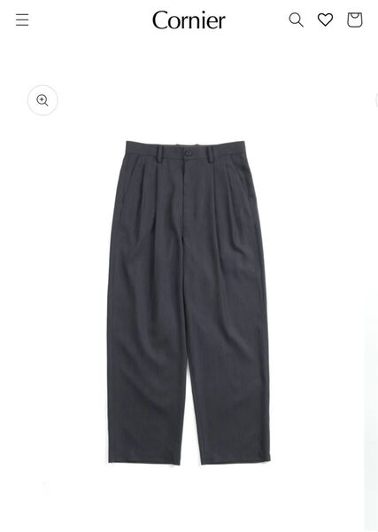Super130's WORSTED WOOL LIGHT GABARDINE WIDE PANTS|TOP CHARCOAL