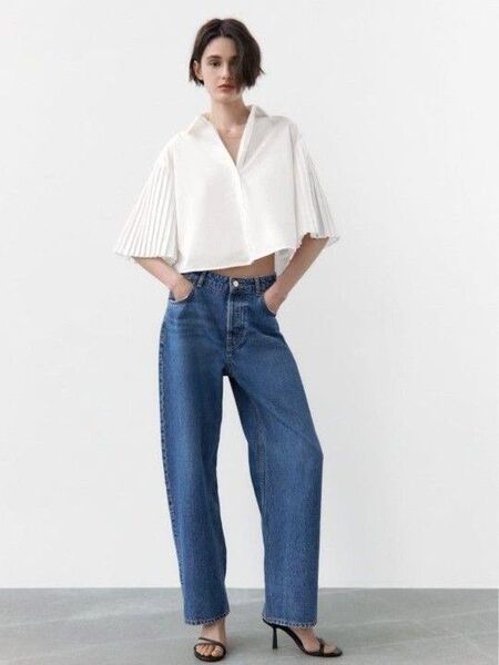 ZARA プリーツ袖 シャツ トップス 白 ザラ