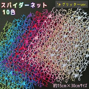 キラキラ★スパイダーネット10色SET★15cm×30cmサイズ(グリッターパウダーメッシュ)
