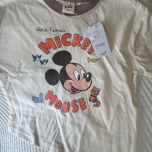 リトシー ミッキーマウス Tシャツ 110 新品未使用 タグ付き ベージュ しまむら 男の子 シンプル 保育園 公園 半袖 夏服