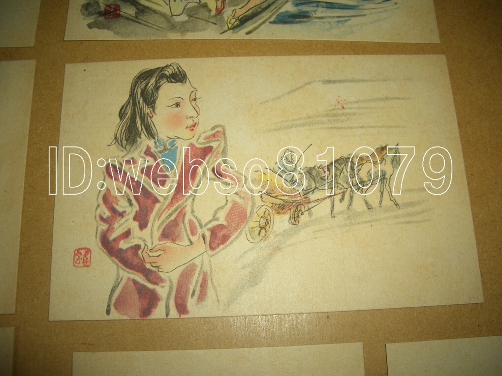 ♯X絵葉書 支那風俗姑娘絵はがき 6枚組 印刷物