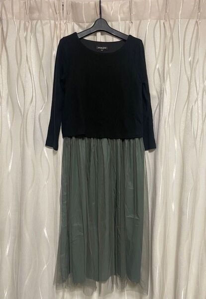 ANGELIEBE TOKOYO JAPAN ニットソー×チュールドッキング 授乳服 ロングワンピース (S/M) 美品
