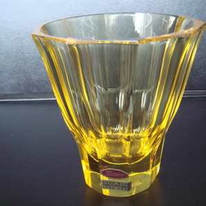 送料込 即決 王侯貴族愛用 モーゼル MOSER 花瓶 ベース 花器 イエロー ボヘミア (クリスタルガラス/バカラ/サンルイなどが好きな方に)