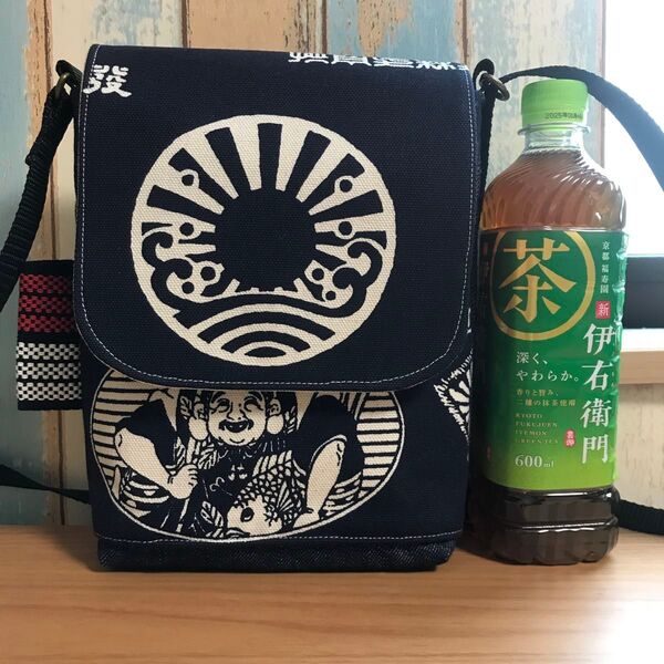 563 濃紺 男性 8号帆布 前掛け 酒屋 昭和レトロ ハンドメイド スマホポーチ