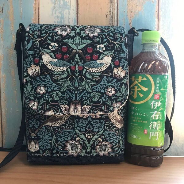 585 いちご泥棒 帆布 ウィリアムモリス ハンドメイド スマホポーチ