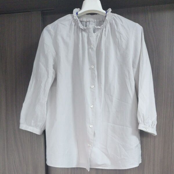 Parkes ブラウス 七分袖 ギャザー グレー系