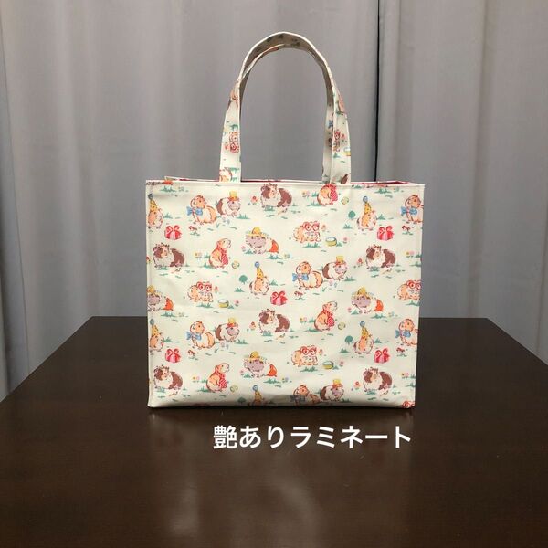 ハンドメイド 艶ありラミネート横長トートバッグ(キャスキッドソン)