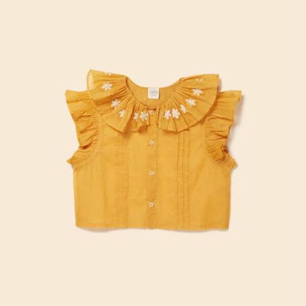 【Apolina】Silvie Blouse Organdie Mango 3-5Y フリル ブラウス 半袖【アポリナ】