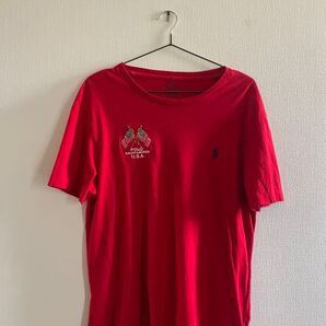 ポロラルフローレン Tシャツ レッド 刺繍ロゴ