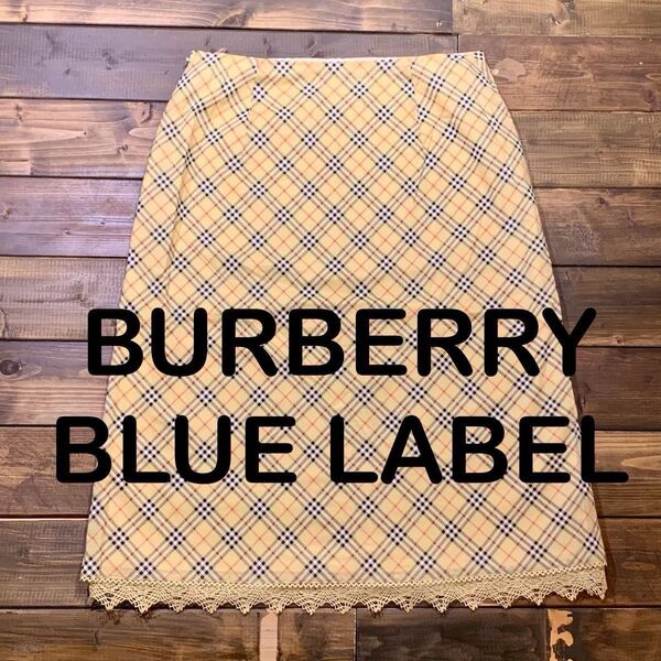 BURBERRY BLUELABEL バーバリーブルーレーベル ノバチェック 膝丈スカート