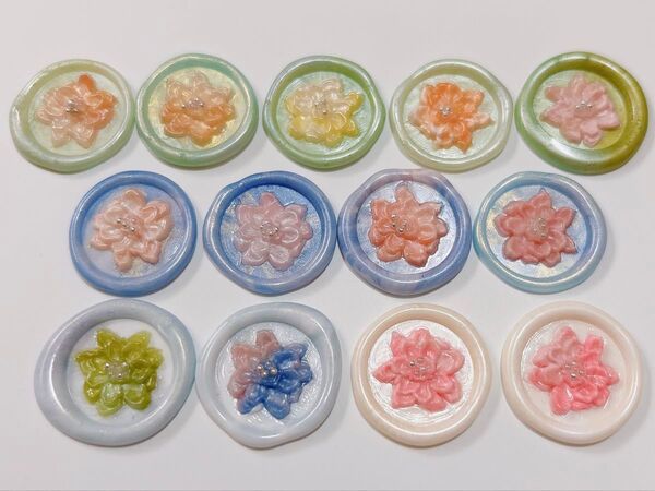 シーリングスタンプシール シーリングワックス 封蝋 フラワー 花 13枚 ハンドメイド