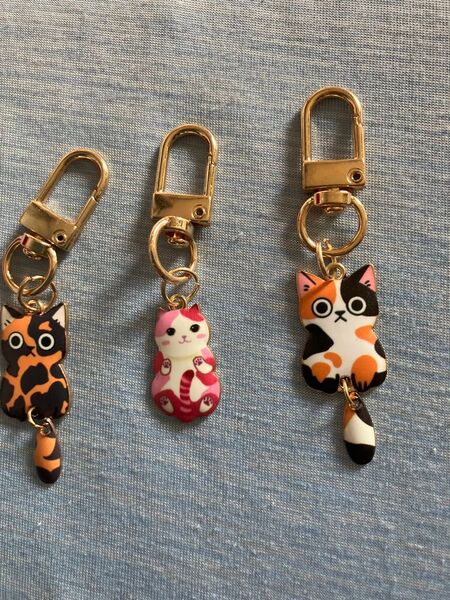 猫キーホルダー3個セット D 最低価格