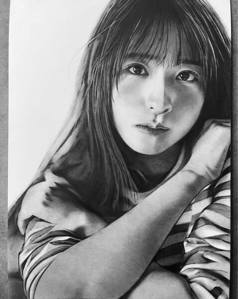 No.38 女性 鉛筆画 手書きイラスト A4サイズ