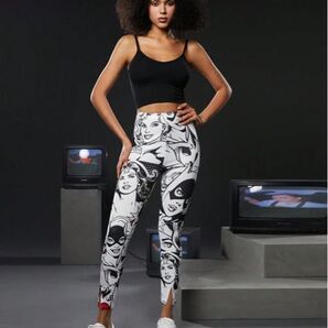 アメリカンコミック柄 レギンス SHEIN