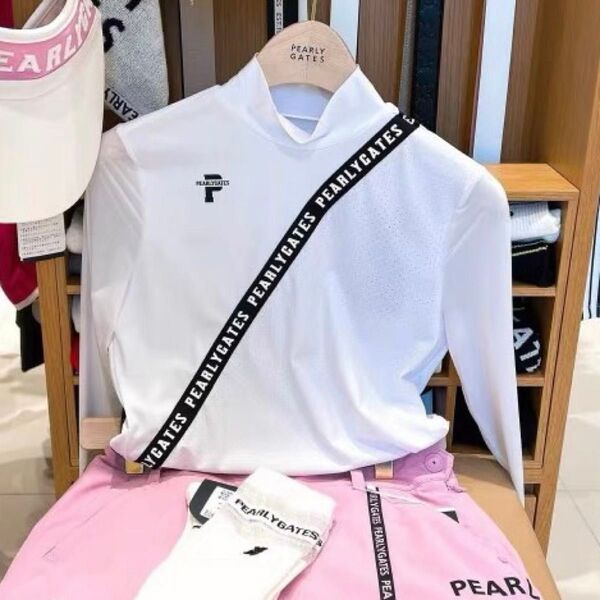 ゴルフ パーリーゲイツ レディース 長袖 シャツ トップス(ホワイト)Lサイズ