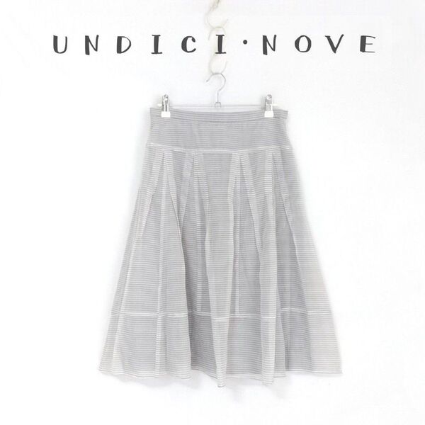 美品【UNDICI NOVE】コットンシルクフレアスカート ミディ丈 春スカート