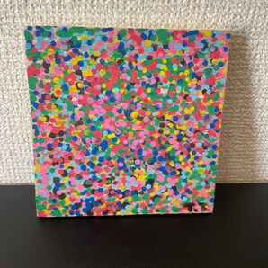 カラフルな点描画アート作品 一点物 ハンドメイド