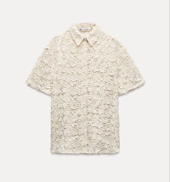 ZARA クロシェ編みシャツトップス(S)
