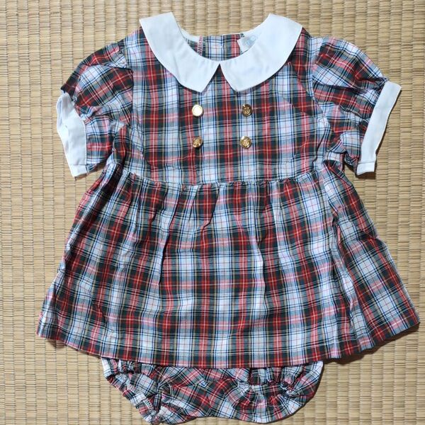 ベビー服 女の子 チェック柄 ワンピース ブルマ セット 80サイズ